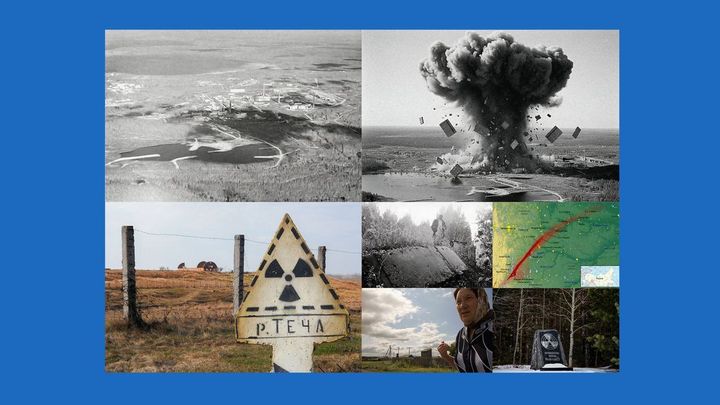 Třetí jezdec apokalypsy. O jaderné katastrofě v Kyštymu se svět neměl dozvědět; Zdroj foto: Aktuálně.cz / Zdrojové snímky Profimedia-ČTK, Wikipedie a umělá inteligence / A. I. / Dall E3 a Midjourney / Prompt engineering a koláž: Dan Poláček