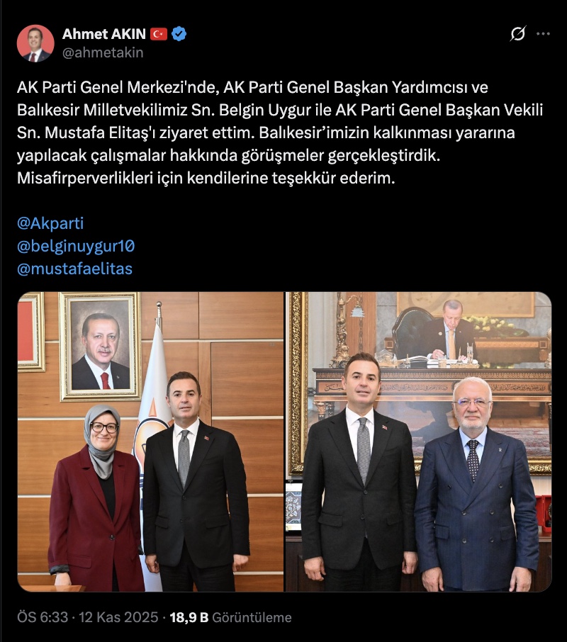 Chp’li ahmet akın’ndan devlet bahçeli, akp genel merkezi ve çok sayıda vekile ziyaret 2025 chpli ahmet akinndan devlet bahceli akp genel merkezi ve cok sayida vekile ziyaret 2025 4 iustitia. Bg balıkesir büyükşehir belediyesi başkanı ahmet akın bir süredir hem sessizliği hem de gerçekleştirdiği... Iustitia. Bg chp’li ahmet akın’ndan devlet bahçeli, akp genel merkezi ve çok sayıda vekile ziyaret 2025 2025-11-13 01:33:01 adalet - iustitia. Bg