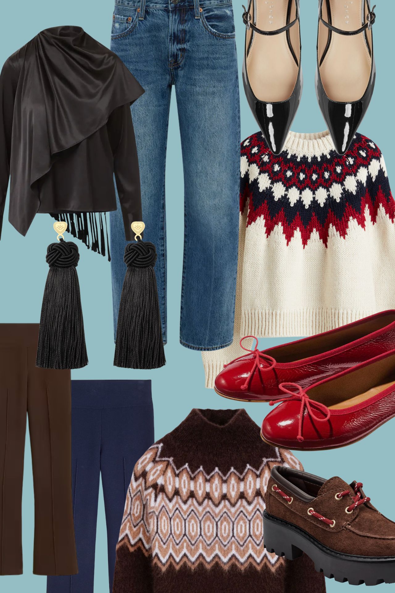 Cozy holiday outfit, what to wear for the holidays, how to style fairisle
