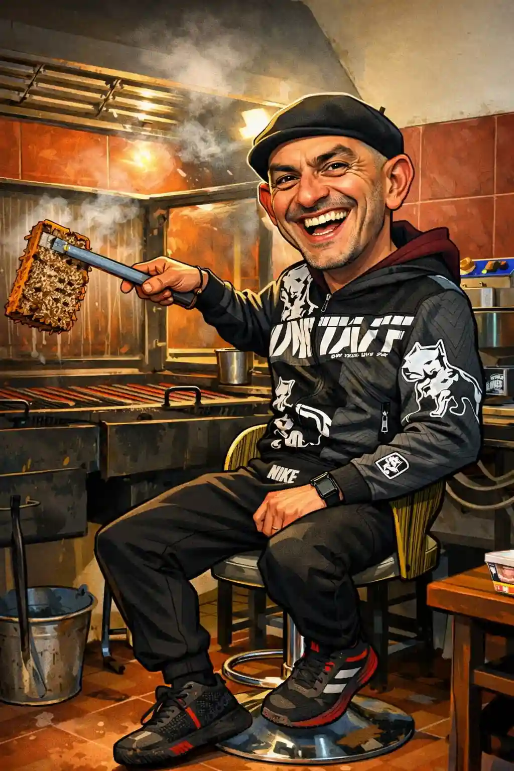 Странджанка на скара с пушек от въглища в бургас