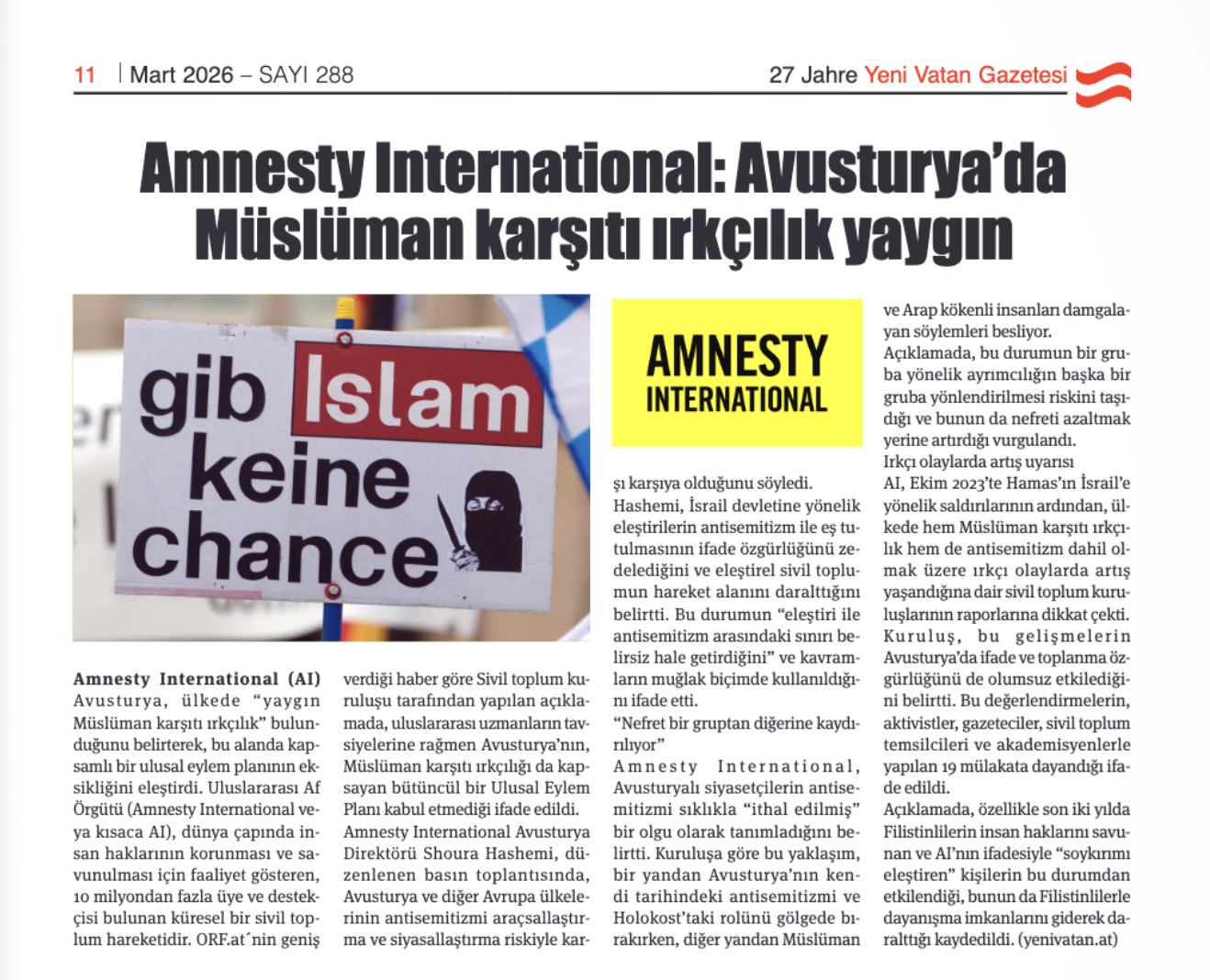 Amnesty international: avusturya’da müslüman karşıtı ırkçılık yaygın 2026 - justiz Amnesty international: avusturya’da müslüman karşıtı ırkçılık yaygın 2026 amnesty international avusturya man kar yayg 2026 1 viyana, 19. 03. 2026-amnesty international (ai) avusturya, ülkede “yaygın müslüman karşıtı ırkçılık” bulunduğunu... Iustitia. Bg amnesty international: avusturya’da müslüman karşıtı ırkçılık yaygın 2026 2026-03-19 19:30:52 justiz