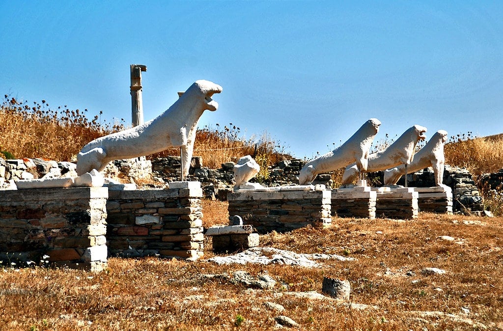 The sanctuary of apollo, archaeological site at delos, greece