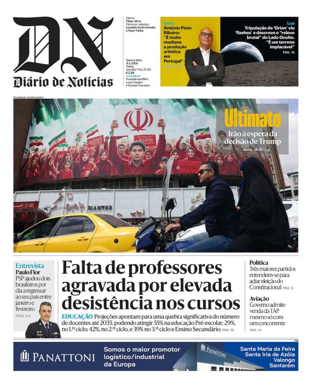 Leia aqui o DN desta quarta-feira, 8 de abril 2026