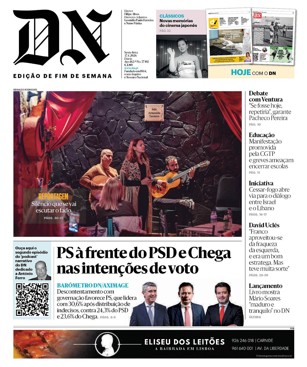 Ção impressa leia aqui o dn desta sexta-feira, 17 de abril 2026 leia aqui desta sexta feira abril 2026 5 ção impressa mais uma edição do barómetro dn/aximage faz manchete do dn deste dia, edição de fim de semana:ps à frente do psd e... Iustitia. Bg leia aqui o dn desta sexta-feira, 17 de abril 2026 2026-04-16 22:01:37 justiça - iustitia. Bg ção impressa