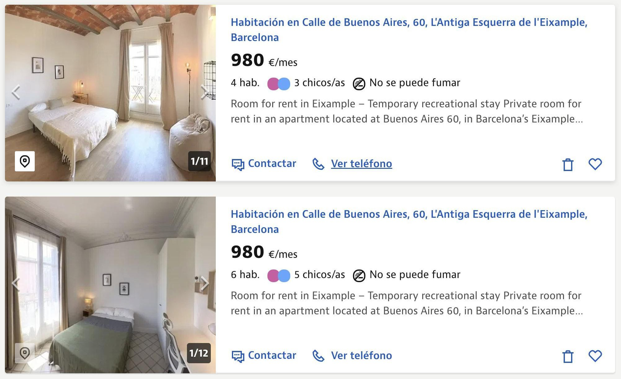 Habitaciones de pisos de nad que se anuncian por entre 900 y 1. 000 euros