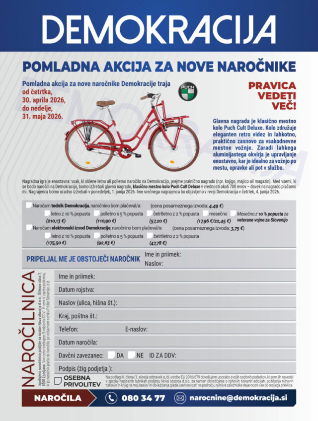 NOVO! Pomladna naročniška akcija za vse nove naročnike Demokracije – tole je glavna nagrada 2026