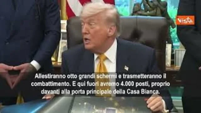 Trump mostra progetto per stadio campionato Ufc nel giardino della Casa Bianca 2026