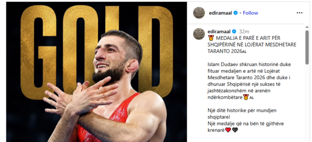 Dudaev i sjell shqipërisë medaljen e artë në “taranto 2026”, rama: një ditë historike! 2026