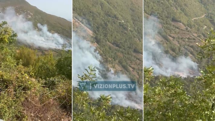 Krujë/ zjarr në fshatin kroj i madh, era dhe terreni i vështirë favorizojnë përhapjen e flakëve 2026