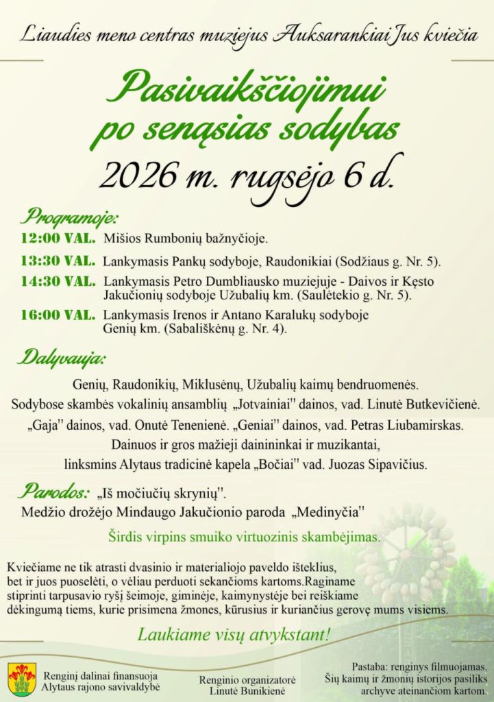 Renginių mozaika: pasivaikščiojimas po senąsias sodybas 2026