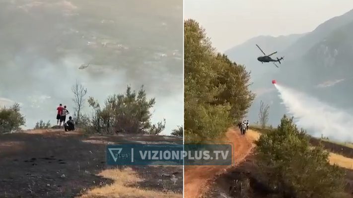 Situatë kritike në librazhd/ zjarri shumë pranë banesave në xhyrë, ndërhyhet me helikopter nga ajri 2026