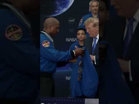 Trump presented with Artemis II crew jacket #shorts 2026