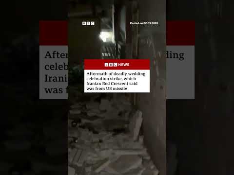Aftermath of deadly wedding celebration strike in Iran. #Iran #US #BBCNews 2026