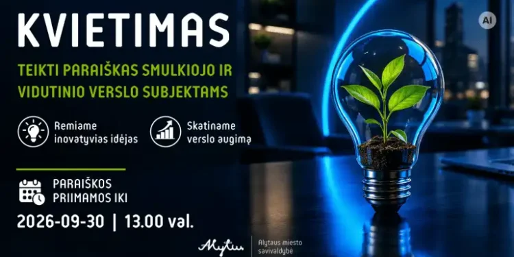 Alytuje verslo idėjoms – iki 8 000 eurų: paraiškos priimamos iki rugsėjo 30-osios 2026 - teisingumas - iustitia. Bg Alytuje verslo idėjoms – iki 8 000 eurų: paraiškos priimamos iki rugsėjo 30-osios 2026