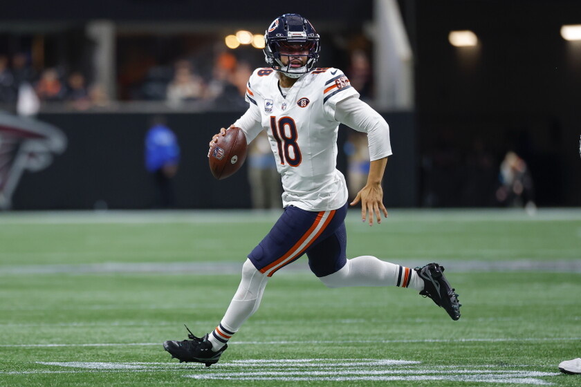 Bears qb caleb williams: having my character questioned was 'added motivation' 2026 - justice Bears quarterback caleb williams scrambles during the third quarter against the atlanta falcons at mercedes-benz stadium on oct. 18, 2026, in atlanta, georgia.