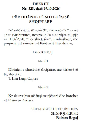 Caprile bëhet shqiptar caprile bëhet shqiptar, a do e shohim në portën e kombëtares? 2026 caprile het shqiptar shohim port komb tares 2026 caprile bëhet shqiptar portieri i kaljarit, elia caprile, është pajisur me shtetësinë shqiptare më 19 tetor, sipas dekretit të presidentit... Iustitia. Bg caprile bëhet shqiptar, a do e shohim në portën e kombëtares? 2026 2026-10-23 14:44:18 юстиция caprile bëhet shqiptar