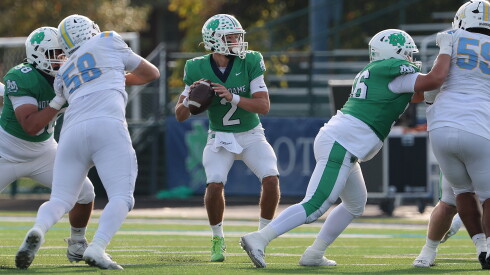 Eric couper to peter panagiotopolous connection sets records, drives notre dame deeper into the 6a playoffs 2026 - justice Notre dame's eric couper (2) drops back to pass against maine west.