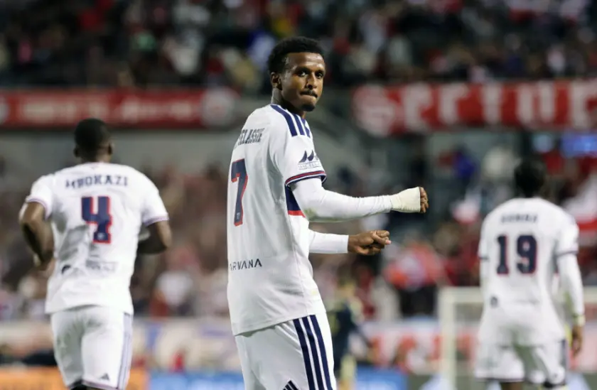 Maren Haile-Selassie #7 of Chicago Fire celebrates scoring his team's first goal during the MLS match between Chicago Fire FC and Philadelphia Union at Soldier Field on October 14, 2026.