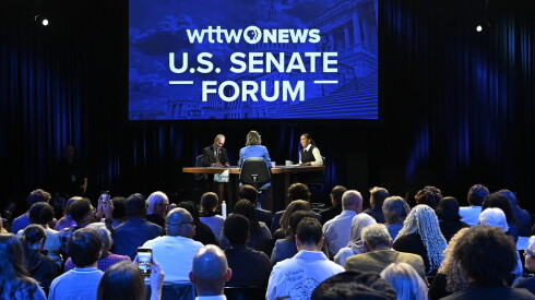 How we photographed the new baby penguins at brookfield zoo 2026 - justice Republican nominee don tracy, left, moderator and "chicago tonight" anchor brandis friedman, center, and democratic u. S. Senate nominee juliana stratton sit at the forum desk during the wttw news u. S. Senate candidate forum at the renée crown public media center.