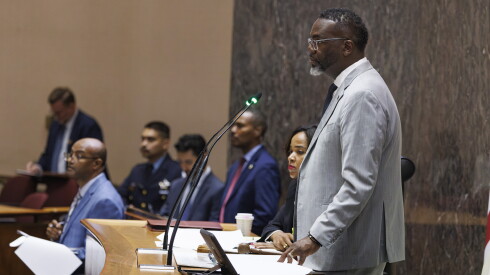 Mayor Brandon Johnson during a city council meeting at City Hall in the Loop, Wednesday, Oct. 14, 2026.