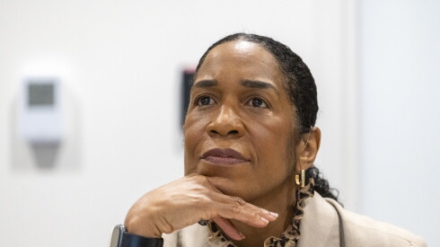 Lieutenant Governor Juliana Stratton sits in for a presentation about the mission and goals of the Potocsnak Longevity Institute located at Arkes Pavilion in the River North neighborhood, Monday, May 18, 2026.