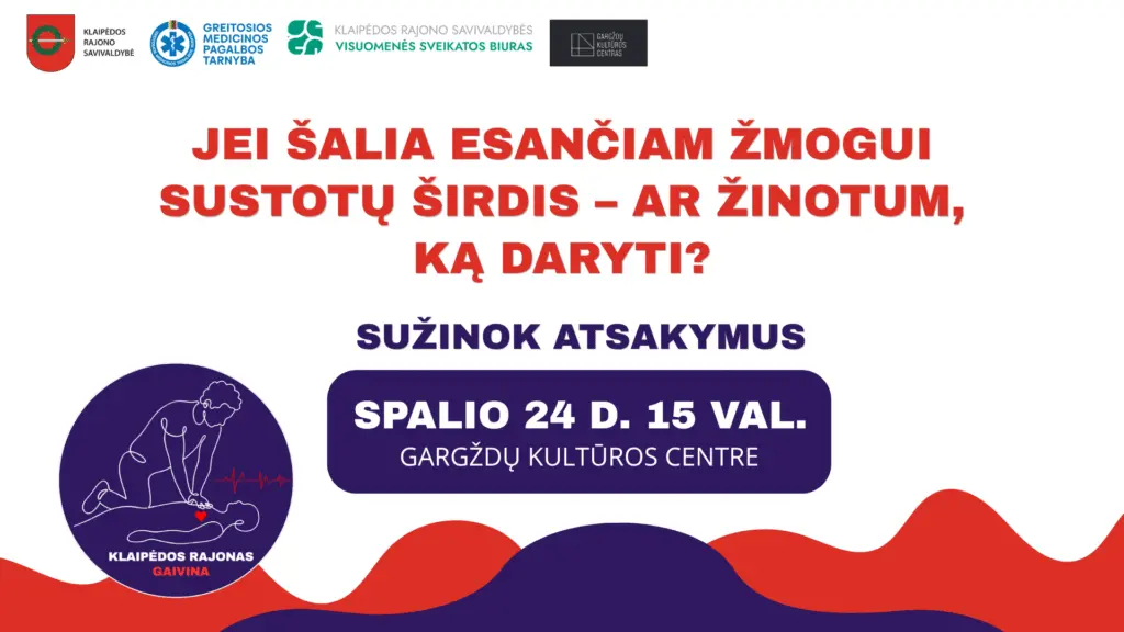 Klaipėdos rajonas gaivina klaipėdos rajonas gaivina: tūkstantis gyventojų kviečiami išmokti gelbėti gyvybes 2026 klaip dos rajonas gaivina kstantis gyventoj kvie iami m klaipėdos rajonas gaivina iustitia. Bg ar žinotumėte, ką daryti, jei šalia jūsų esančiam žmogui staiga sustotų širdis? Ar išdrįstumėte imtis veiksmų, nuo kurių gali priklausyti žmogaus gyvybė? Klaipėdos rajone... Klaipėdos rajonas gaivina: tūkstantis gyventojų kviečiami išmokti gelbėti gyvybes 2026 2026-10-22 11:39:27 teisingumas - iustitia. Bg klaipėdos rajonas gaivina