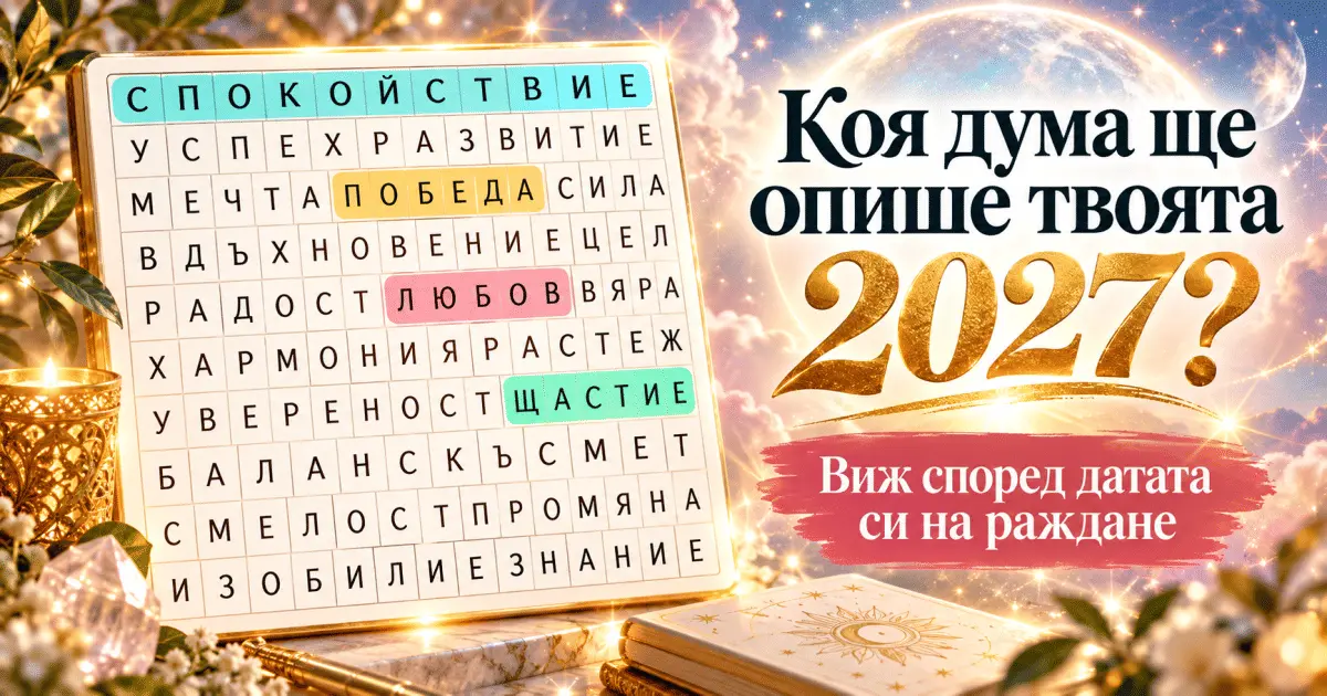 Коя дума ще опише твоята 2027? Виж според датата си на раждане 2026 - юстиция Коя дума ще опише твоята 2027? Виж според датата си на раждане