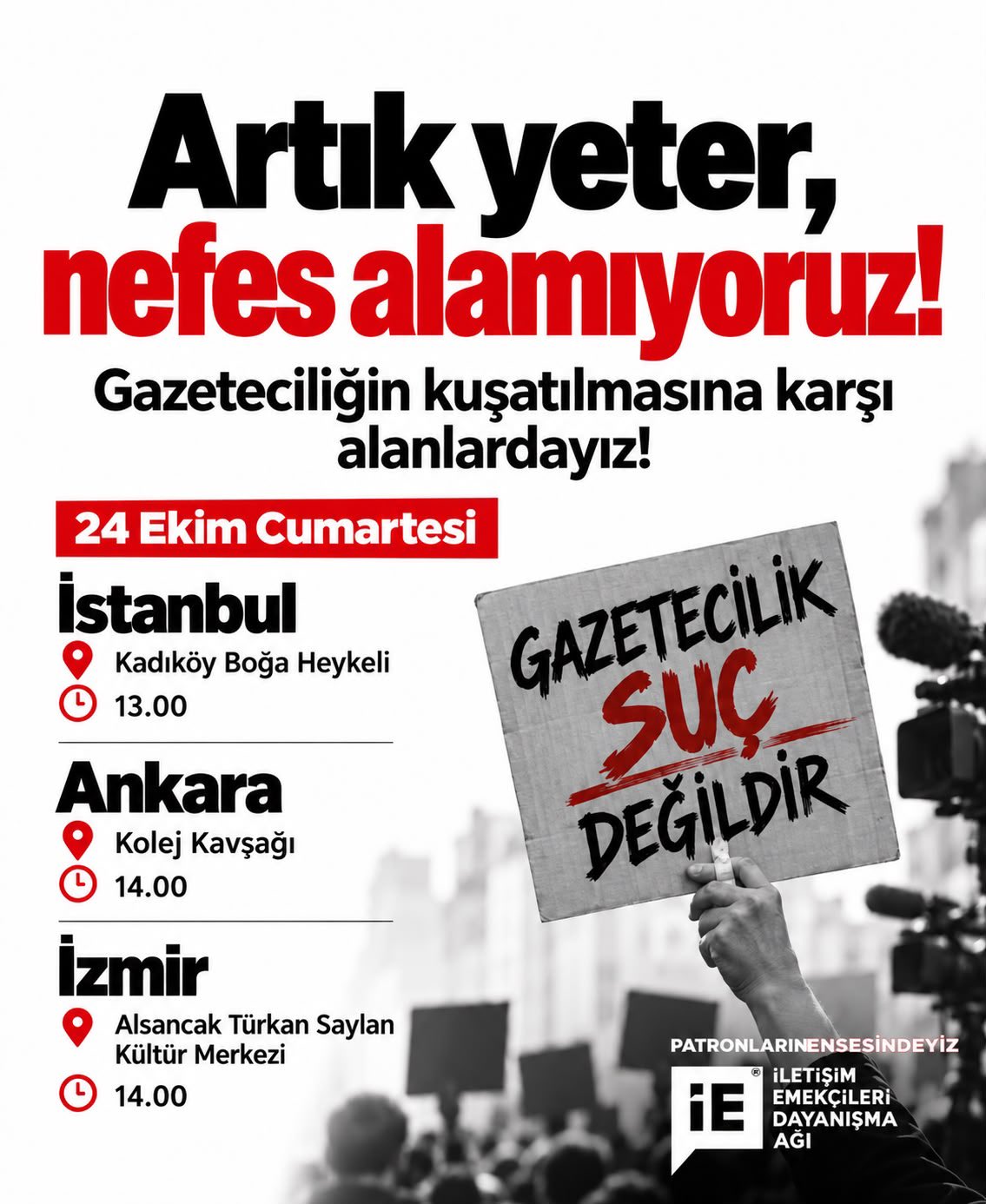 İletişim emekçileri 24 ekim'de sokağa çıkıyor: 'artık yeter, nefes alamıyoruz! ' 2026 - adalet - iustitia. Bg Artık yeter nefes i̇letişim emekçileri 24 ekim'de sokağa çıkıyor: 'artık yeter, nefes alamıyoruz! ' 2026 leti emek ileri ekim soka yor art yeter nefes alam yoru artık yeter nefes haber merkezi patronların ensesindeyiz i̇letişim emekçileri dayanışma ağı, iktidarın artan baskı ve sansür... Iustitia. Bg i̇letişim emekçileri 24 ekim'de sokağa çıkıyor: 'artık yeter, nefes alamıyoruz! ' 2026 2026-10-22 18:34:03 adalet - iustitia. Bg artık yeter nefes