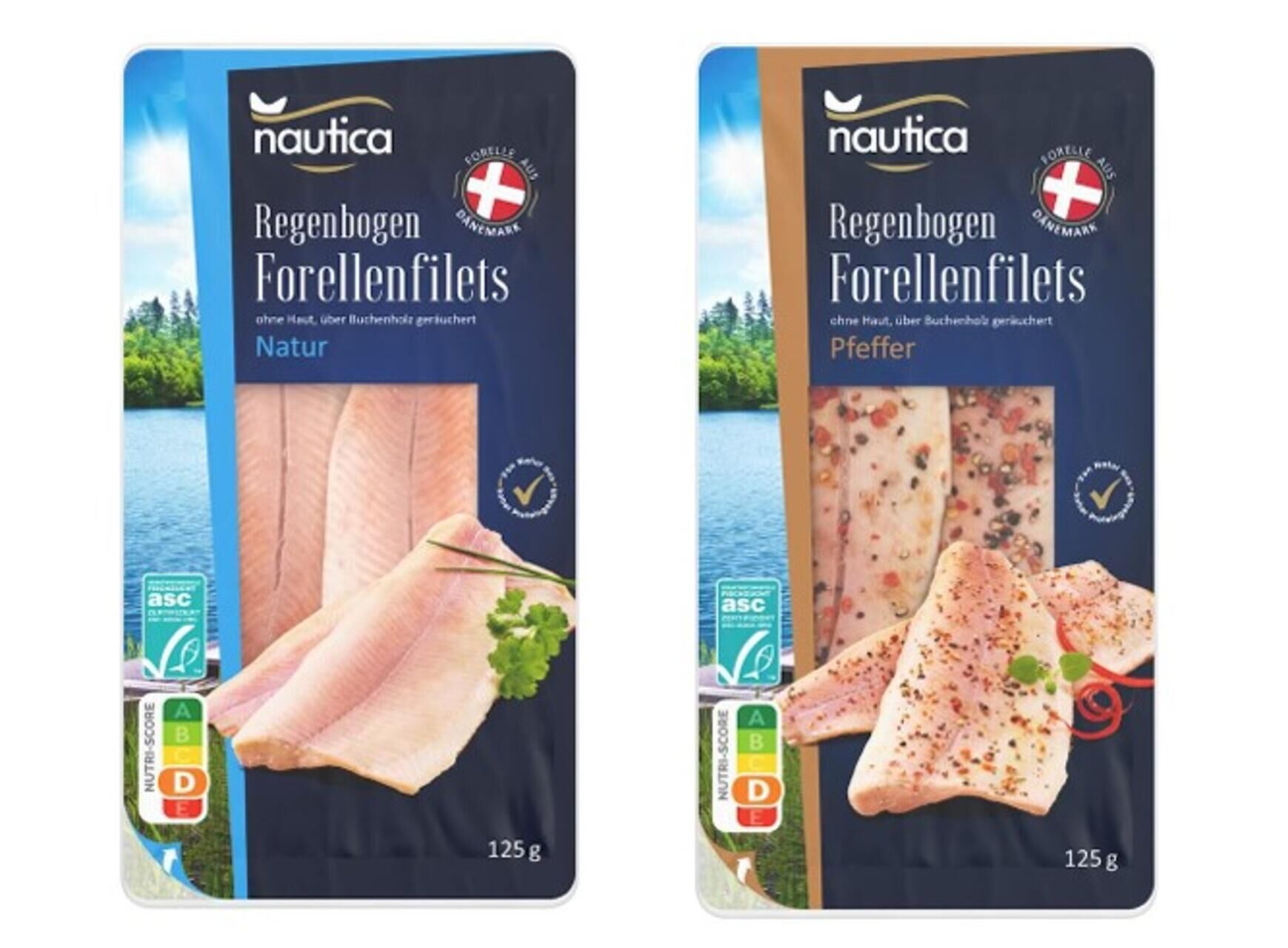 Packungen der vom rückruf betriffenen forellenfilets der marke nautica