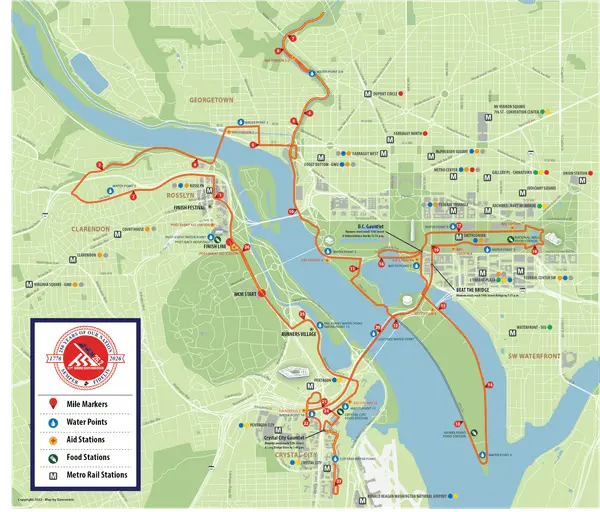 Marine corps marathon brings litany of road closures to dc, arlington 2026 - justice Map of marathon route