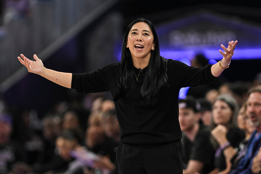 Natalie nakase learned hard work from her dad. In the wnba playoffs, she's also had to reckon with her limits 2026 - justice Golden state valkyries head coach natalie nakase reacts after a foul call during the second half of game 2 of the wnba basketball finals against the atlanta dream, monday, oct. 19, 2026, in san francisco. (ap photo/justine willard) org xmit: cajw119