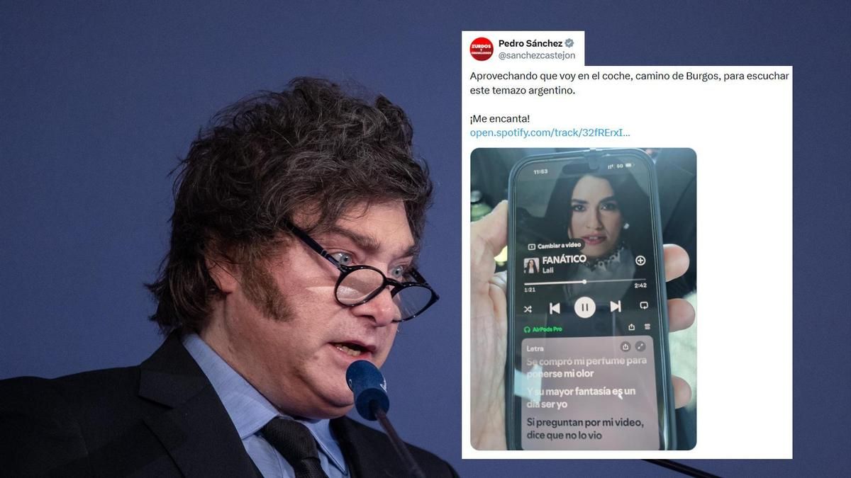 Sánchez comparte el "temazo" con el que lali espósito respondió a su choque con milei: "su mayor fantasía es un día ser yo" 2026 - justicia - iustitia. Bg Sánchez comparte el "temazo" con el que lali espósito respondió a su choque con milei: "su mayor fantasía es un día ser yo"