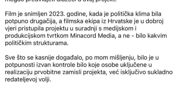 Sin lordana zafranovića ‘razočaran sam da je redatelj dopustio da se film koristi u političke propagande. Ograđujem se od stavova lordana” 2026 - pravda - iustitia. Bg Sin lordana zafranovića ‘razočaran sam da je redatelj dopustio da se film koristi u političke propagande. Ograđujem se od stavova lordana” 2026