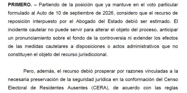 El voto discrepante a la decisión del supremo sobre la ley de nietos: "la eventual lesión al derecho de voto de los afectados es irreversible" 2026